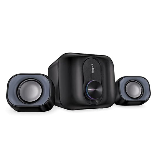 FINGERS StereoBeats 2.1 Channel Multimedia Wired Speaker (USB Powered with 3.5 mm Stereo Input | Powerful 11 Watts | for Computer PCs & Laptops) - Rich Black