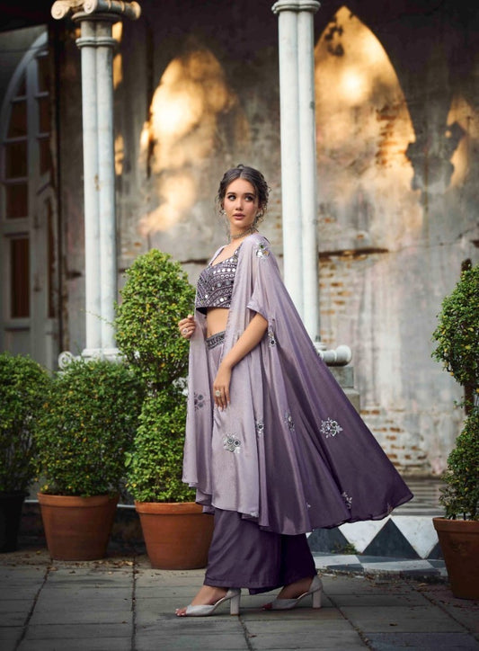 Purple Classy Indo Western With Stylish Koti