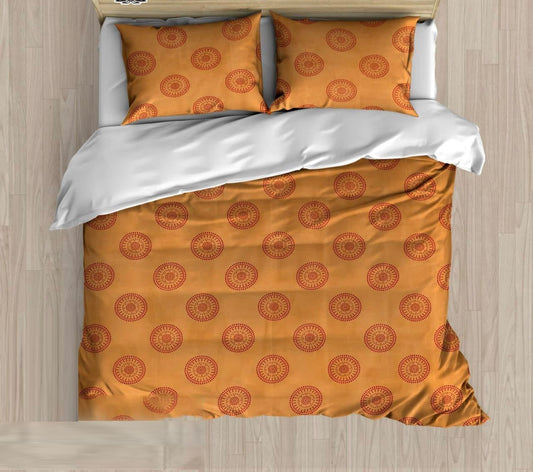 Yellow Glace Cotton Printed Double Bedsheet Set