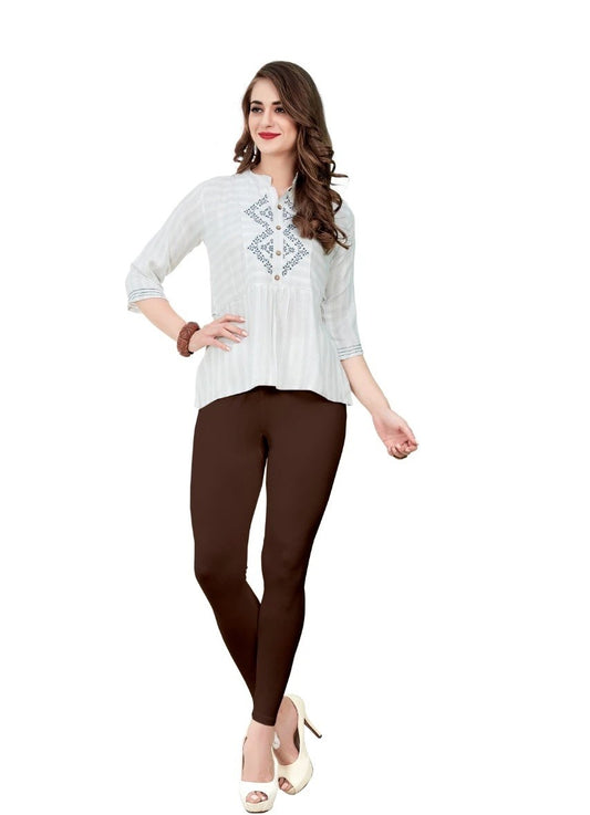 Crater Brown Ankle Length Cotton Blend Comfort Leggings For Women