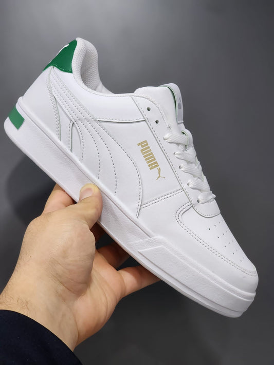 White and Green Imported Quality Puma Lace Up Sneakers For Mens and Womens