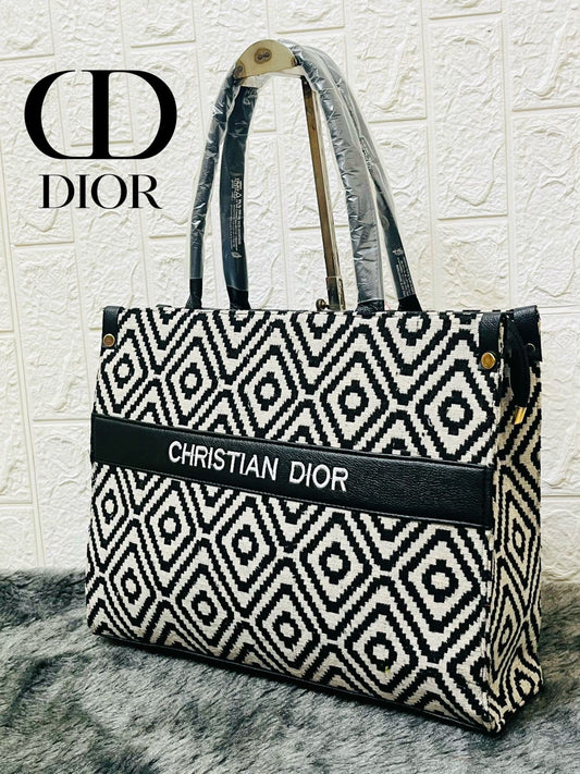 Black and White Book Tote Christian Dior Handbag For Women